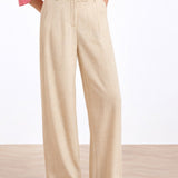 Linnen Wide Leg Pantalon | Sand
