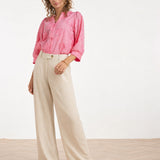 Linnen Wide Leg Pantalon | Sand