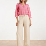 Linnen Wide Leg Pantalon | Sand