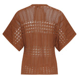 Top de Malha Leve com Decote V em Castanho | Brown