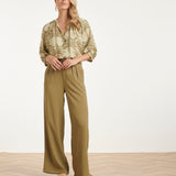 Luchtige Blouse Met Groene Palmprint | Light Army - Army