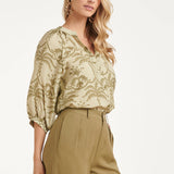 Luchtige Blouse Met Groene Palmprint | Light Army - Army