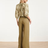 Luchtige Blouse Met Groene Palmprint | Light Army - Army