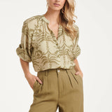 Luchtige Blouse Met Groene Palmprint | Light Army - Army