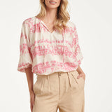 Blusa Leve com Estampado Tie-Dye Rosa | Old Pink - Sand