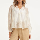 Blusa Boho Leve com Estampado Bordado | Off White