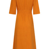 Vestido Midi de Linho Leve com Cordão | Mustard