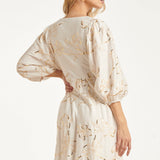 Maxi Jurk Met Gouden Borduursels En Pailletten | Off White - Gold