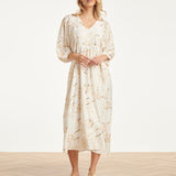Maxi Jurk Met Gouden Borduursels En Pailletten | Off White - Gold