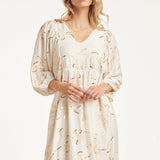 Maxi Jurk Met Gouden Borduursels En Pailletten | Off White - Gold