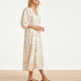 Maxi Jurk Met Gouden Borduursels En Pailletten | Off White - Gold