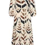 Vestido Maxi de Cruzado com Estampado Azteca Gráfico | Sand - Multicolor