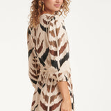 Vestido Maxi de Cruzado com Estampado Azteca Gráfico | Sand - Multicolor