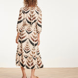 Vestido Maxi de Cruzado com Estampado Azteca Gráfico | Sand - Multicolor