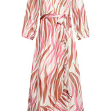 Vestido Maxi de Cruzado com Estampado Zebra Rosa | Brique - Old Pink