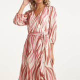 Vestido Maxi de Cruzado com Estampado Zebra Rosa | Brique - Old Pink