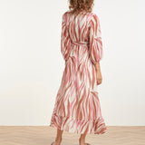 Vestido Maxi de Cruzado com Estampado Zebra Rosa | Brique - Old Pink