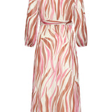 Vestido Maxi de Cruzado com Estampado Zebra Rosa | Brique - Old Pink
