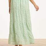 Maxi Rok Met Abstracte Structuur En Elastische Taille | Soft Green