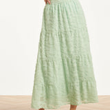 Maxi Rok Met Abstracte Structuur En Elastische Taille | Soft Green