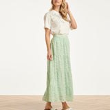 Maxi Rok Met Abstracte Structuur En Elastische Taille | Soft Green