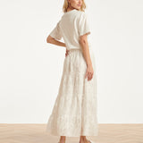 Maxi Rok Met Abstracte Structuur En Elastische Taille | White