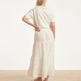 Maxi Rok Met Abstracte Structuur En Elastische Taille | White