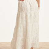 Maxi Rok Met Abstracte Structuur En Elastische Taille | White