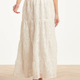 Maxi Rok Met Abstracte Structuur En Elastische Taille | White