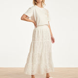 Maxi Rok Met Abstracte Structuur En Elastische Taille | White