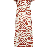 Vestido Maxi Stretch com Estampado Zebra Castanho | Brique - Off White