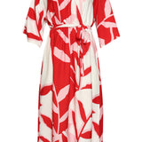 Vestido Maxi com Estampado Botânico em Vermelho e Rosa | Red - Pink