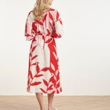Vestido Maxi com Estampado Botânico em Vermelho e Rosa | Red - Pink
