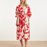 Vestido Maxi com Estampado Botânico em Vermelho e Rosa | Red - Pink