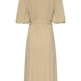 Vestido Midi Abotoado em Tecido Travel Luxuoso com Stretch | Dark Sand