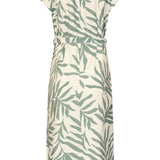 Midi Jurk Met Groene Bladprint En Ceintuur | Jade - Off White