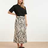 Saia Midi com Estampado Zebra Off-White/Preto | Off White - Black