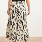 Saia Midi com Estampado Zebra Off-White/Preto | Off White - Black