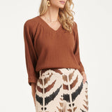 Mousseline Top met V-hals | Brown