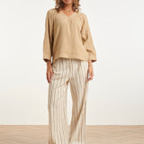 Top de Musselina com Decote V | Dark Sand