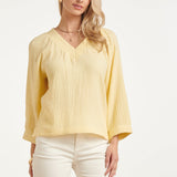 Top de Musselina com Decote V | Light Yellow