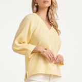 Top de Musselina com Decote V | Light Yellow