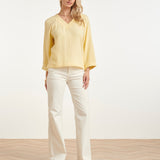 Top de Musselina com Decote V | Light Yellow