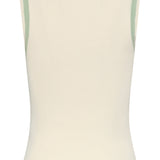 Mouwloze Rib Top Met Contrasterende Boorden | Off White - Soft Green