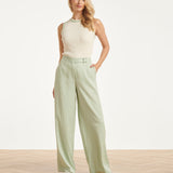 Mouwloze Rib Top Met Contrasterende Boorden | Off White - Soft Green