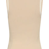 Mouwloze Rib Top Met Contrasterende Boorden | Sand - Off White