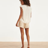 Off White Blouse Met Broderie En Ruffle Mouwen | Off White