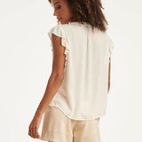Off White Blouse Met Broderie En Ruffle Mouwen | Off White
