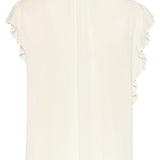 Off White Blouse Met Broderie En Ruffle Mouwen | Off White