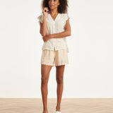 Off White Blouse Met Broderie En Ruffle Mouwen | Off White